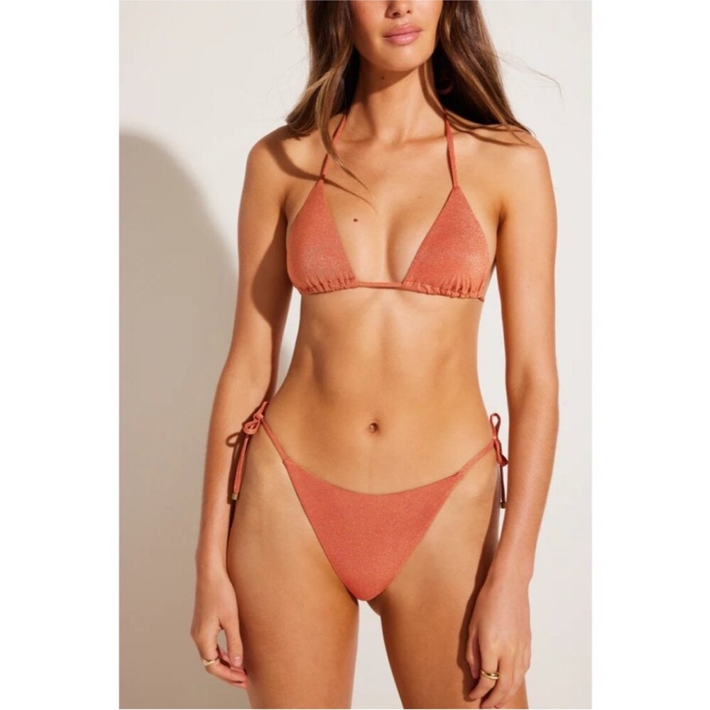 Vitamin A Terracotta Metallic Gia Elle Bikini Set L NWT New